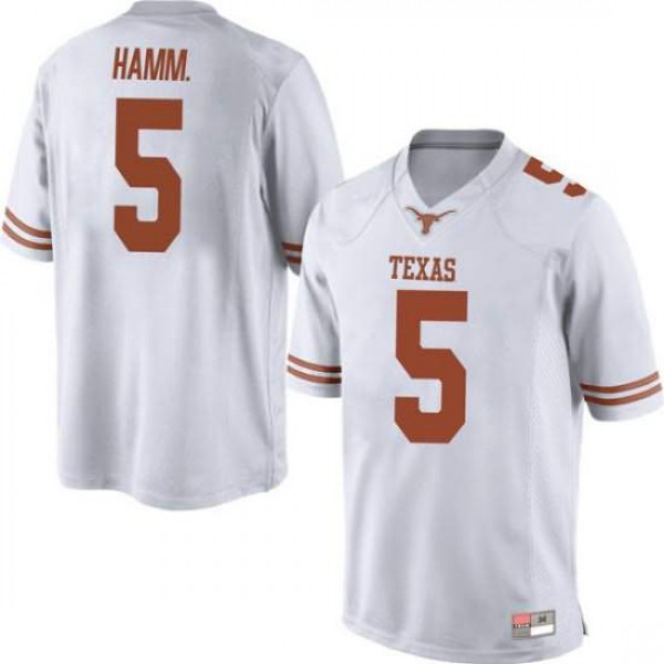 Mens University of Texas #5 Royce Hamm Jr. Game Stitched Jersey White